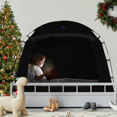 Imagem de Barraca blackout de cama de solteiro para crianças com autismo, certificação CPC 99% blackout para autismo, tenda sensorial para cama de chão, criança dormindo, calmante para crianças, privacidade de