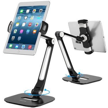 Imagem de AboveTEK Suporte para tablet, suporte de iPad ajustável em vários ângulos, giratório de 360°, suporte de mesa de alumínio, serve para iPad/mini/Air/Pro de 4 a 11 polegadas (na diagonal) para quiosque