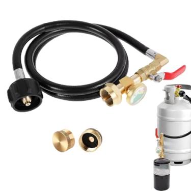 Imagem de Adaptador De Recarga Para Botijão De Gás Propano | Conexão Para Garrafa De Propano Com Indicador Luminoso,Conexão Em Latão Com Mangueira Para Churrasqueira De Camping E RV