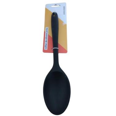 Imagem de Colher de Silicone Prático e Durável Mimo Style 28x6cm-Preta, Preto