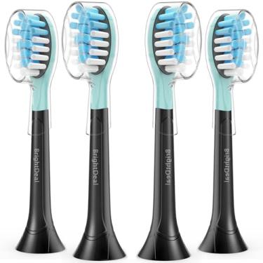 Imagem de BrightDeal Replacement Head for Philips Sonicare ProtectiveClean 4100 5100 6100 DiamondClean 9500 ExpertClean 7500 FlexCare HealthyWhite Electric Sonic Toothbrush C3 G3 W3 C2 G2 C1 Brush, Black, 4 Pcs