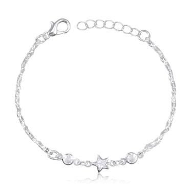Imagem de Pulseira Infantil Diamantada com Estrela e Zircônia Redonda (13cm)