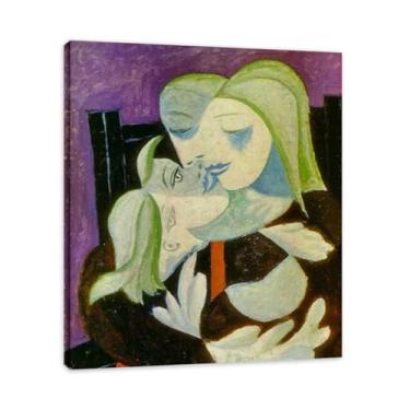 Imagem de LKXGRRSFG Impressão em tela de mãe e filho Pablo Picasso Cubismo – Reprodução profissional arte moderna 50 x 59,9 cm