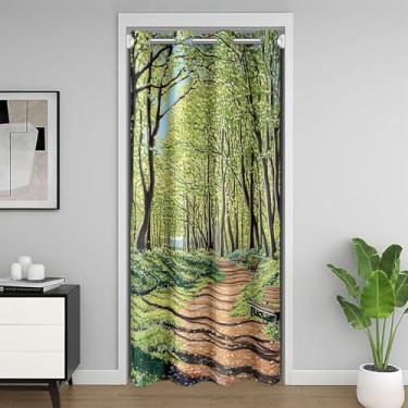 Imagem de meiyoeat Cortina de porta de árvore para privacidade de porta 86 x 203 cm 1 painel infantil árvore parque cadeira armário capa de porta para meninos meninas adolescentes luz do sol paisagem natural