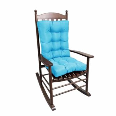 Imagem de psmacra Almofada para cadeira de balanço, conjunto de almofadas espessas para assento e cadeira traseira, almofadas de cadeira de pátio espessas macias para ambientes internos/externos (azul celeste)