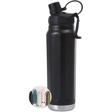 Imagem de Garrafa Térmica De Água Inox Quente Ou Frio Squeeze 800ml Garrafa de Água Esportiva (Preto)