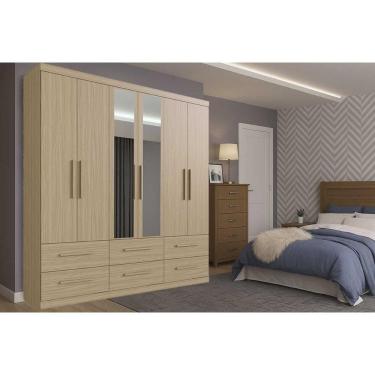 Imagem de Guarda Roupa Casal 6 Portas (2 c/ Espelho) e 6 Gavetas PH 1691 Cedro - Herval