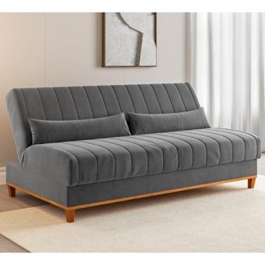 Imagem de Sofa Cama Veneza 1,80 Reclinável 3 Lugares Veludo Grafite Casa Giulia,