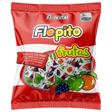 Imagem de Pirulito Flopito Frutas Sortidas Uva Morango Maçã Verde e Tangerina 80