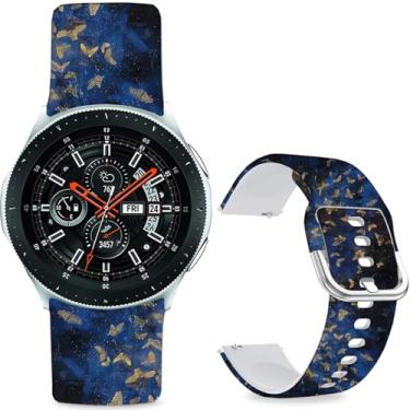 Imagem de Sjiangqiao Pulseiras estampadas com padrão compatíveis com Samsung Galaxy Watch de 46 mm/Watch 3 de 45 mm/Gear S3 Frontier/Classic/Pebble Time/V de silicone de 22 mm para homens e mulheres (Céu
