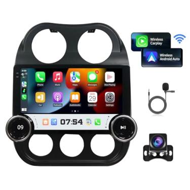 Imagem de Rádio estéreo de carro para Jeep Compass Patriot 2010-2016 com CarPlay sem fio Android Auto, rádio com tela sensível ao toque de 10,1 polegadas, Android 13, estéreo para carro com