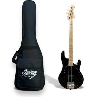 Imagem de ContraBaixo Seven Music - Ativo 4 Cordas BK Preto SBM-47 C/Bag - Seven