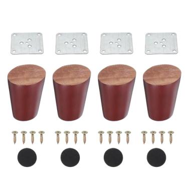 Imagem de PATIKIL Pernas de móveis de madeira, 4 peças de perna de sofá cônica de substituição de 6 cm para cadeira, sofá, cama, mesa de café, nogueira vermelha