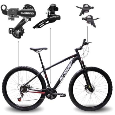Imagem de Bicicleta Aro 29 KSW XLT 100 21 Marchas SH TZ31 Quadro Alumínio Freio Hidráulico MTB (Preto Vermelho Branco, 15)