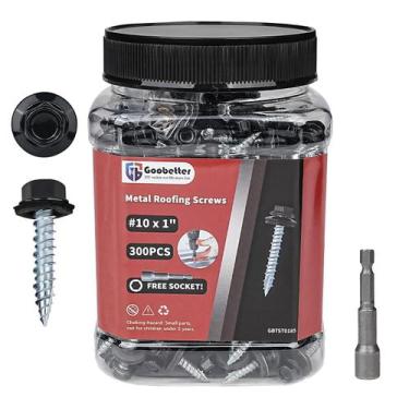 Imagem de Parafusos de telhado de metal GOOBETTER 10x1cm, cabeça hexagonal galva