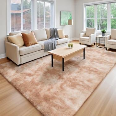 Imagem de YOBATH Tapetes grandes de 20 x 25 cm para sala de estar, quarto, tapete felpudo fofo felpudo para meninas, meninos, crianças, piso interno, berçário, decoração de casa, bege tingido