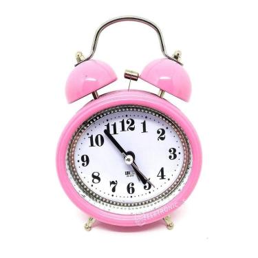 Imagem de Relógio Despertador Analógico 2 Sinos Modelo Antigo Retro Rosa