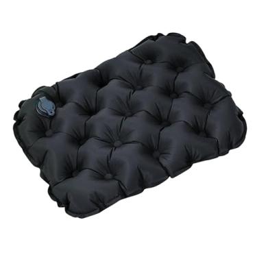 Imagem de KiBcsLic Almofada de assento inflável para estádio, almofada dobrável e respirável para cadeira de escritório, de assento de ar para pesca, avião, barco, praia, Preto