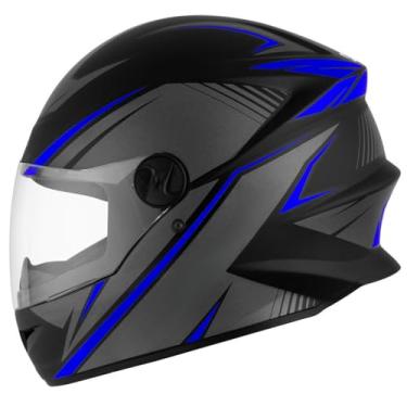 Imagem de Capacete Esportivo Fechado Pro Tork R8 Motoboy Motociclista Masculino Feminino Viseira Cristal (60,AZUL)