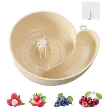 Imagem de Cesta de drenagem automática em forma de caracol, tigela de lavagem automática de frutas e vegetais sem BPA com filtro, cozinha portátil, preparação de refeições e dispositivo de limpeza de