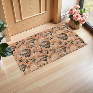 Imagem de Ti Caldi Tapete de porta interno com balão de ar quente vintage, floral elegante, 75 × 43 cm, capachos de tecido não tecido para entrada, cozinha, quarto, tapete antiderrapante para decoração de casa