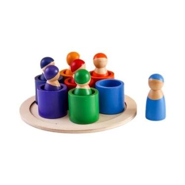 Imagem de Conjunto De Brinquedos Educativos De Madeira De Faia Arco-Íris Com Bon