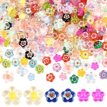 Imagem de SOFPLATE 300 peças, 3 estilos, contas de flores, kit de contas florais de acrílico, cores mistas, cores mistas, transparentes, primavera, flores, espaçadores soltos para fazer joias, pulseiras