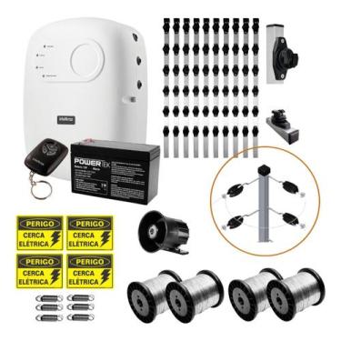 Imagem de Kit Cerca Elétrica Completo Industrial 115 Metros com Central e Alarme