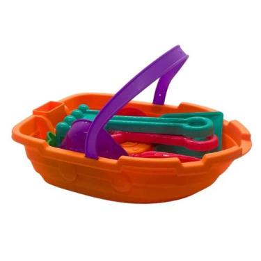 Imagem de Baldinho De Praia Barquinho Flutua Barco Navio Brinquedo Rastelo Pa Fo