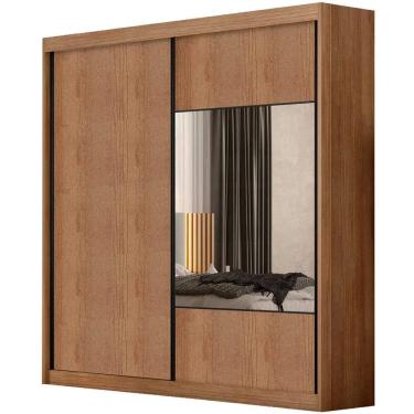 Imagem de Guarda Roupa Versatto Casal 2 Portas 6 Gavetas com Espelho Novo Horizonte Cor Cumaru