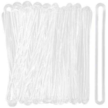 Imagem de CREATCABIN 100 peças de alças de plástico transparente para bagagem, tiras de plástico PVC transparente para crachá de identificação, prendedor, mala de viagem, laços de minhocas para bolsas, cartões