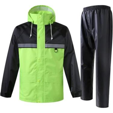 Imagem de Capas De Chuva Para Adultos Homens, Roupas De Chuva Para Homens Jaqueta E Calças Impermeáveis, Casacos De Chuva Respiráveis Para Acampamento Ao Ar Livre Ciclismo Pesca, Green, L