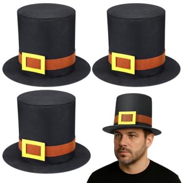 Imagem de Chicingyou 4 peças de chapéu de peregrino, chapéu de Halloween, dia de Ação de Graças, dia de peru, novidade, bonés de feltro de 55 a 62 cm, para adultos, festa de Halloween, cosplay, acessórios de