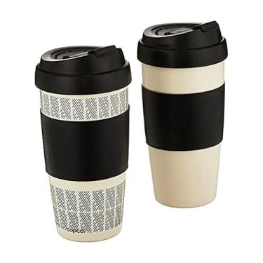 Imagem de Copco 5237160 Canecas de viagem de parede dupla reutilizáveis, 473 ml, branco/preto, 2 unidades (pacote com 1)