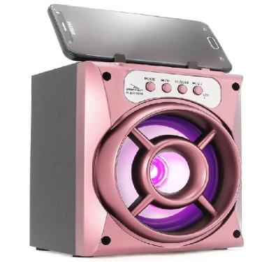 Imagem de Caixa de Som Portátil Bluetooth Mp3 USB Radio Fm Auxiliar 6W Grasep - Rose