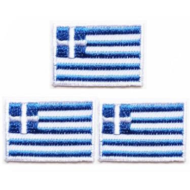 Imagem de Mini aplique de bandeira da Grécia bordado bandeira nacional bordado bandeira da Grécia remendos para jaqueta faça você mesmo camiseta jeans chapéu fantasia/0,6 x 1,25 cm 3 peças