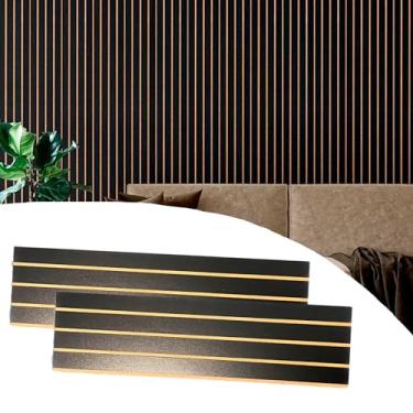 Imagem de Papel e Parede Painéis de parede de madeira para decoração de parede interior 10 unidades 52,8 cm x 15 cm painéis de parede decorativos pretos cobertura de parede ripas painéis de parede painel de
