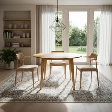 Imagem de Mesa Jantar cozinha 4 lugares Minimalista Redonda 100cm Verniz Mel