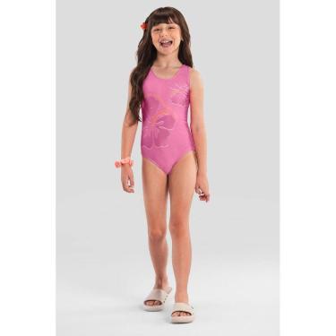 Imagem de Maiô infantil menina de flores em malha UV Brandili