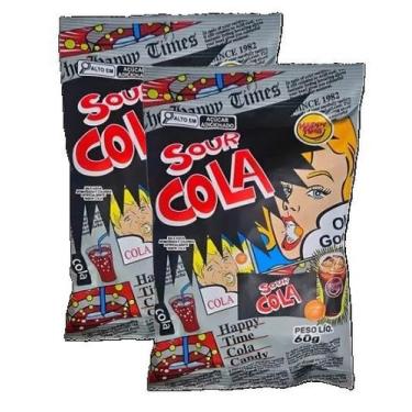 Imagem de kit 2 Bala Super Azeda Sour Cola Sabor Cola Happy Time 60g