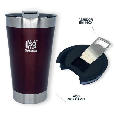 Imagem de Lançamento Copo Térmico Cerveja Abridor 500Ml - Vermelho