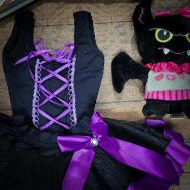 Imagem de Conjunto Body e Saia de Tule Infantil Juvenil Fantasia Carnaval Hallow