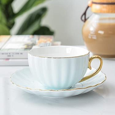 Imagem de Xícara de chá de leite rosa bonito criativo xícara de porcelana e pires cerâmica conjuntos de chá simples design moderno xícaras de café tazas para café xícara de chá (cor: Estilo2)