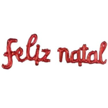 Imagem de Balão Metalizado Letras Vermelhas 50cm FELIZ NATAL Letra Cursiva - Sem