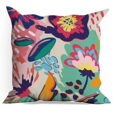 Imagem de Capas de almofada Beauty Flowers – Pacote com 18 x 18 unidades de capas de almofada florais vintage para sala de estar, casa de fazenda, quarto, sofá, carro, decoração de assento de carro, almofada