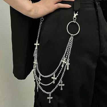 Imagem de Corrente de calça gótica para mulheres e homens, punk em camadas, corrente de bolso gótica para mulheres, correntes de cintura hip hop, pingentes, Small, Metal não precioso, Sem Pedra Preciosa