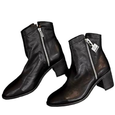 Imagem de Archicolor Sapatos femininos de inverno, sapatos femininos nórdicos minimalistas 100% couro bovino com zíper, bottes femininos, Preto, 40