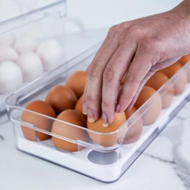 Imagem de Organizador Porta Ovos 18 unidades Com Tampa para Geladeira Cozinha Acrílico Transparente Flexível Suporte Elegante Resistente Durável Lavável