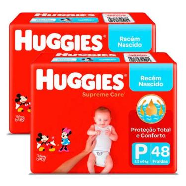 Imagem de Kit 2 Fralda Huggies Supreme Care Tamanho P Mega 48 Unidades Descartáv