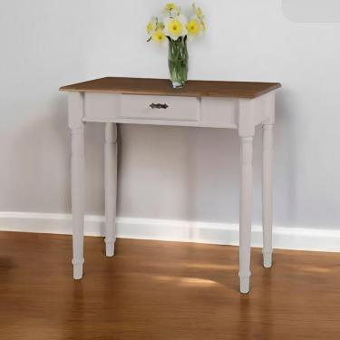 Imagem de Aparador Para Sala Rústico 1 Gaveta Com Pés Torneados - Nude Laca Com Tampo Imbuia Glazer